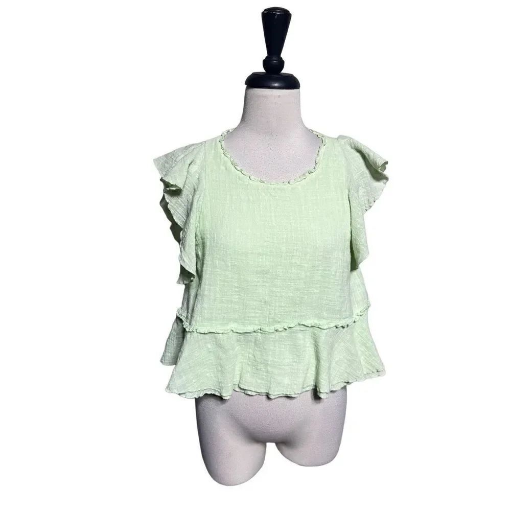 Maeve by Anthropologie Sleeveless Ruffled Gauze Blouse Size Small